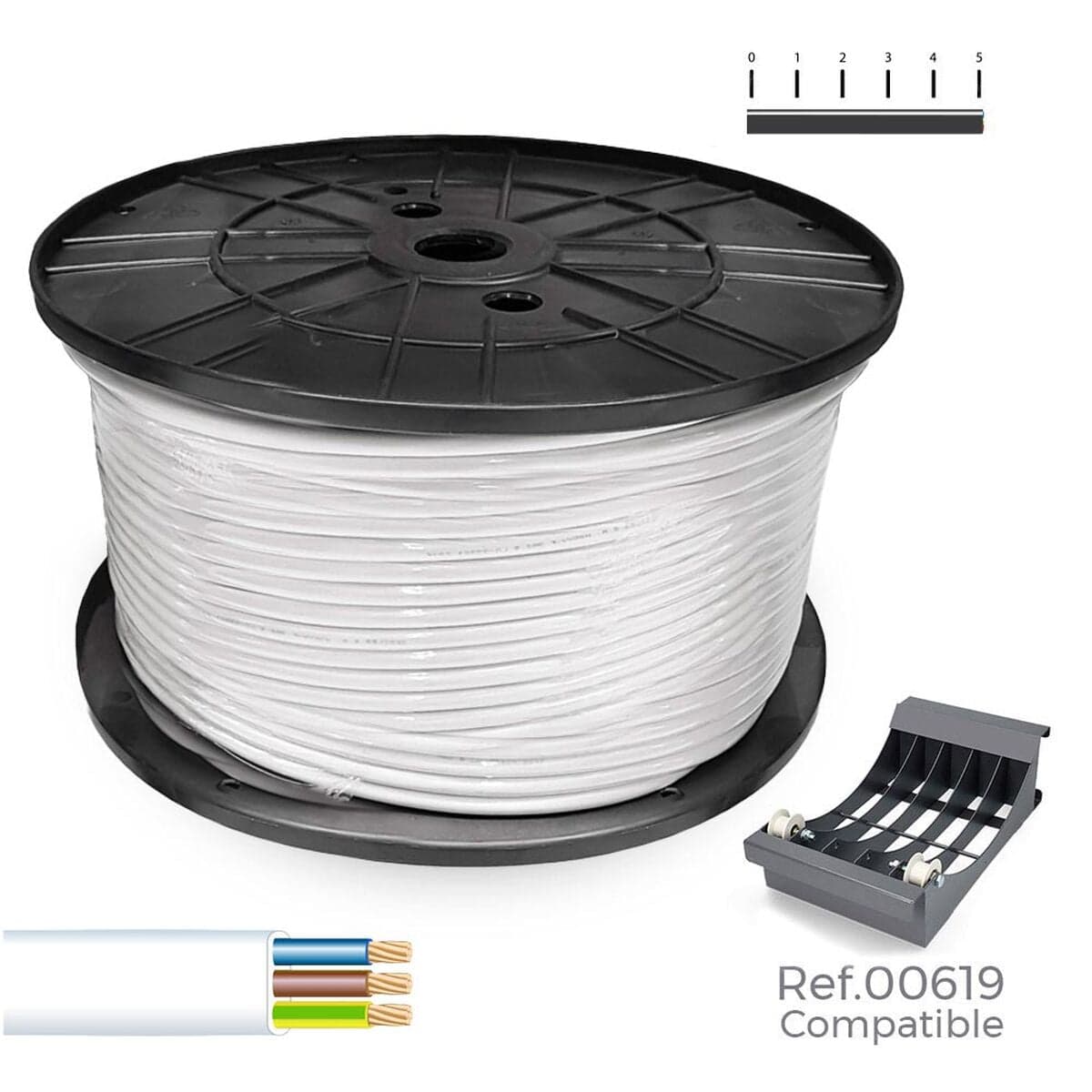 Sediles Multi-core Electric Cable White 3 x 1 mm 200 m H05VVH2-F