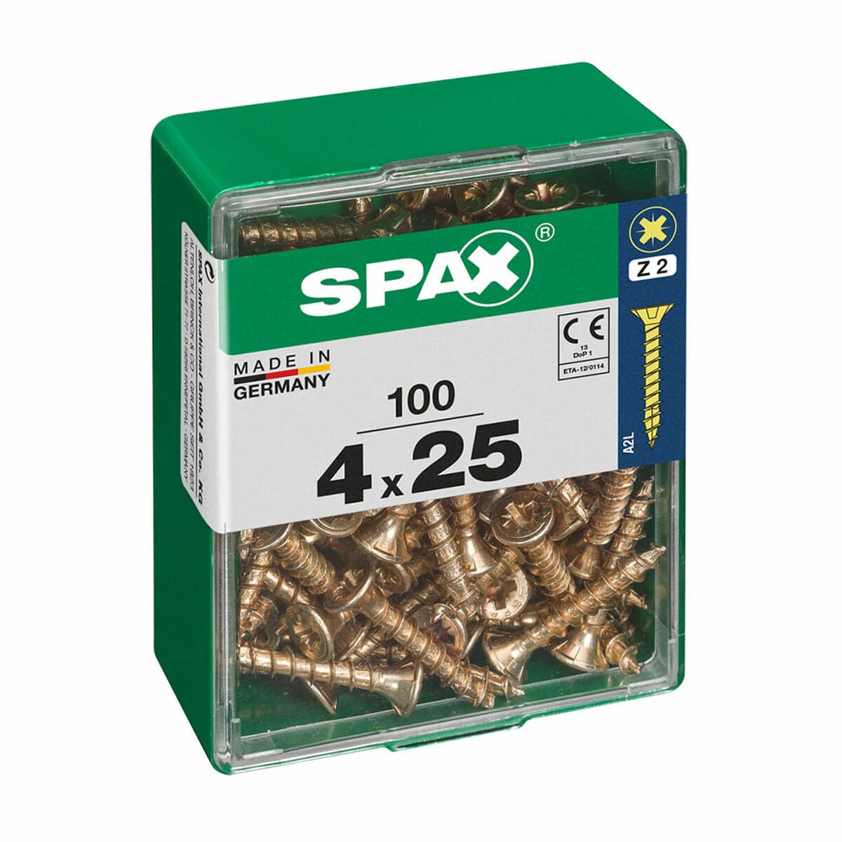 Box of screws SPAX Wood screw Flat head 4 x 25 mm