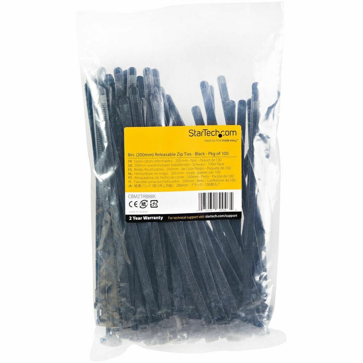 Kabelbinder Startech CBMZTRB8BK Schwarz 100 Stück