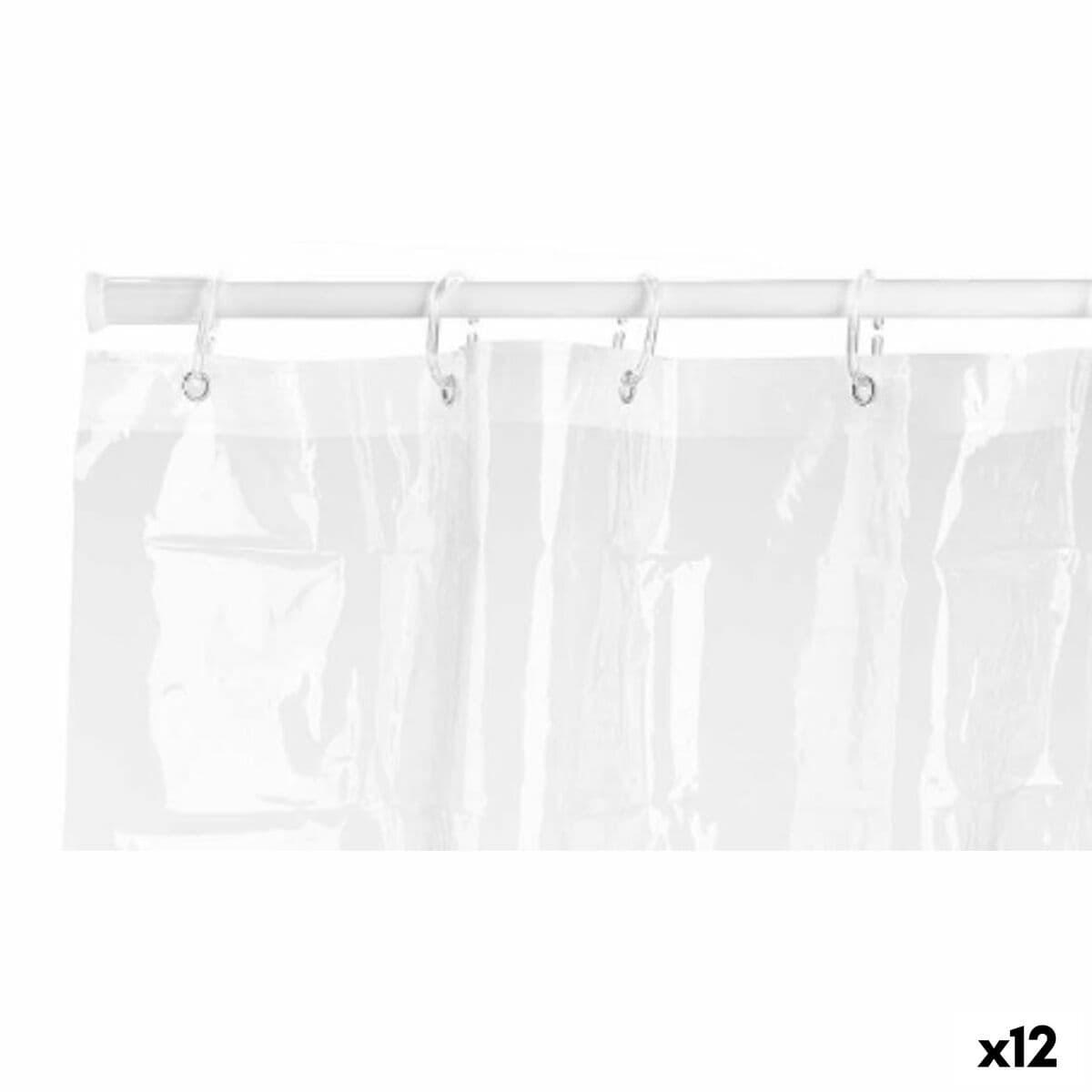 Duschvorhang Berilo Transparent Kunststoff PEVA 180 x 180 cm (12 Stück)