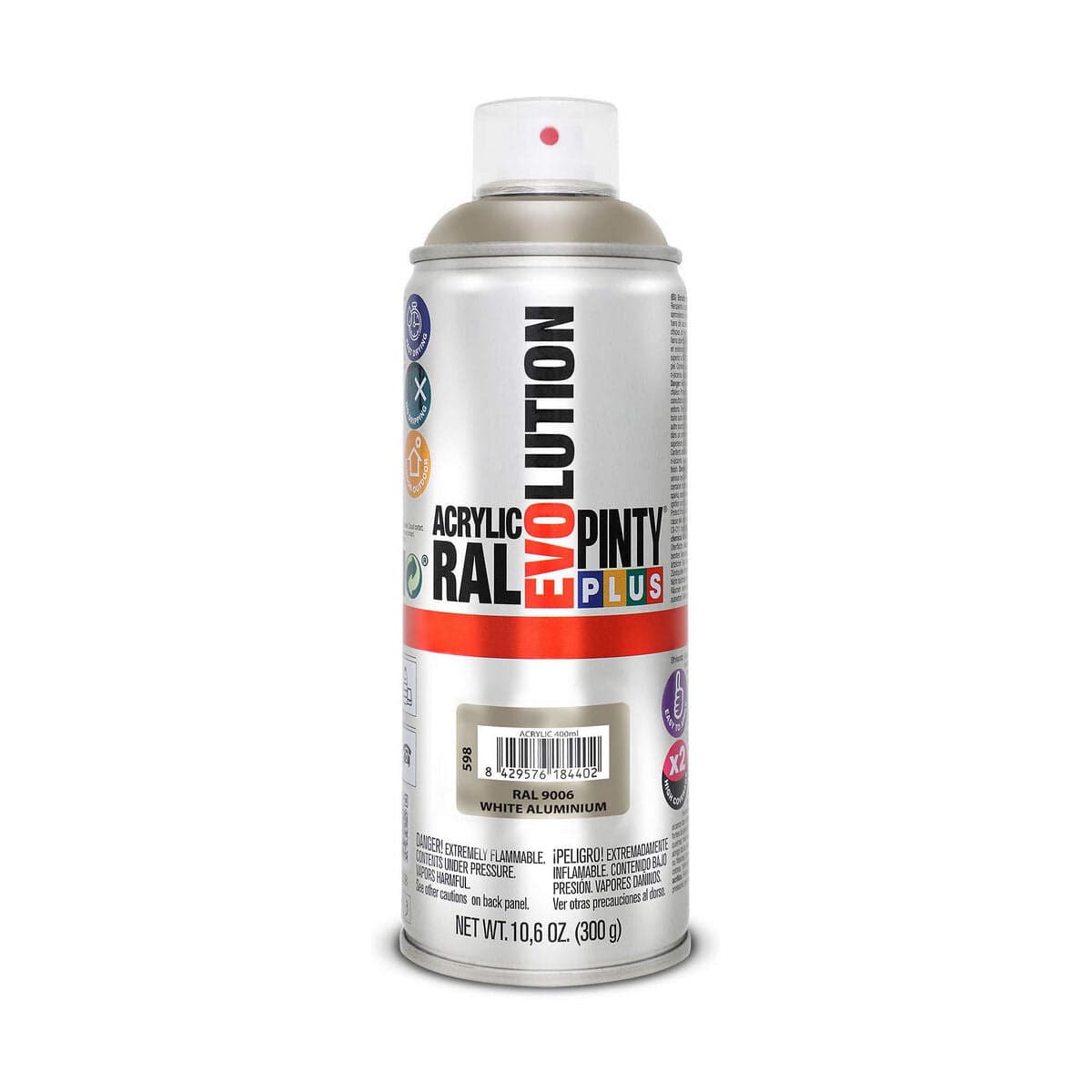 Peinture en bombe Pintyplus Evolution RAL 9006 aluminium blanc 400 ml