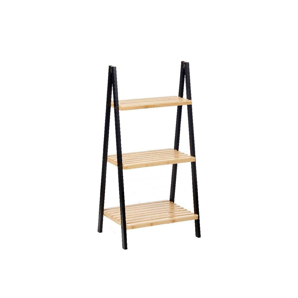Berilo Bathroom Shelves Black Natural 40.3 x 81.5 x 30 cm