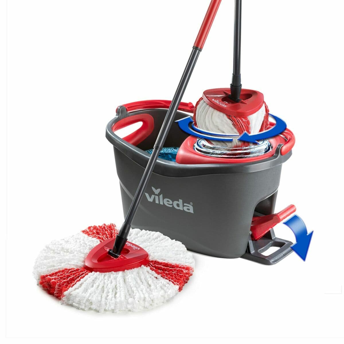 Mop met emmer Vileda Supermocio 3Action Wit Rood Microvezels