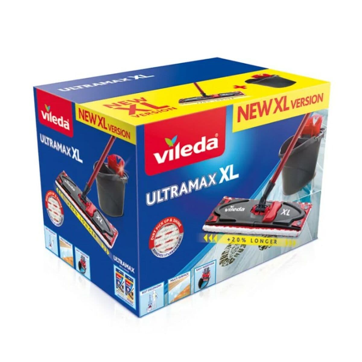 Balai à plat Vileda Ultramax XL Box microfibre noir et rouge