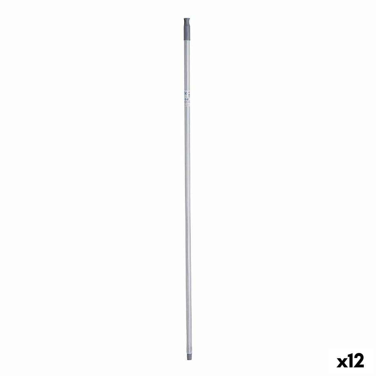 Manche à Balai Métal Gris Rayé 2,3 x 130 x 2,3 cm (12 Pièces)