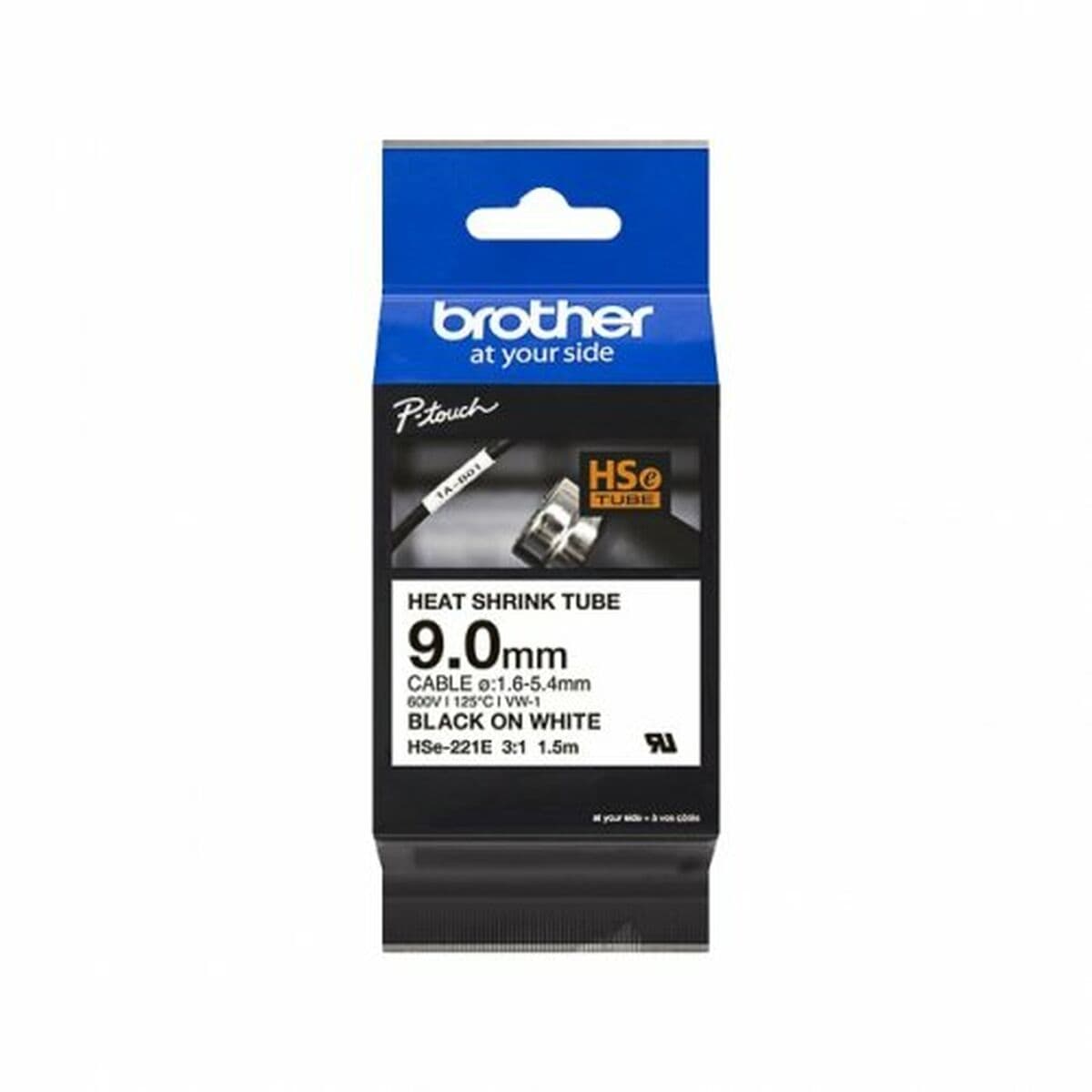 Schrumpfschlauch-Set Brother HSE221E 9 mm 1,5 m Schwarz/Weiß