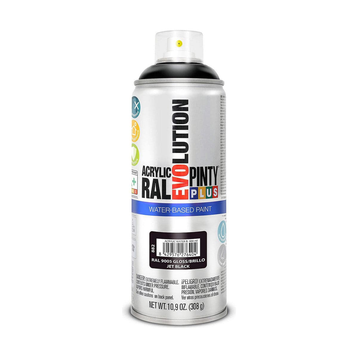Spuitverf Pintyplus Evolution RAL 9005 Waterbasis Diepzwart 400 ml