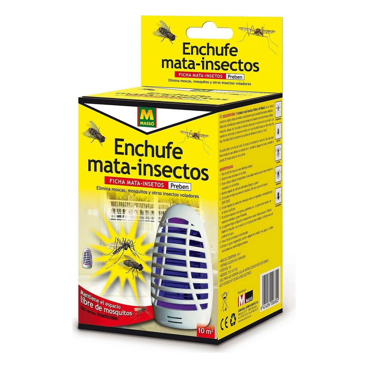 Massó elektrische insectenverdelger vliegende insecten stekker