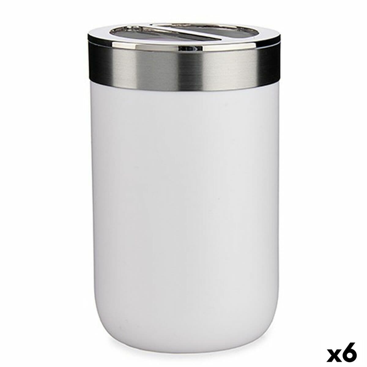 Berilo Tandenborstelhouder Wit Zilver Kunststof (6 Stuks)