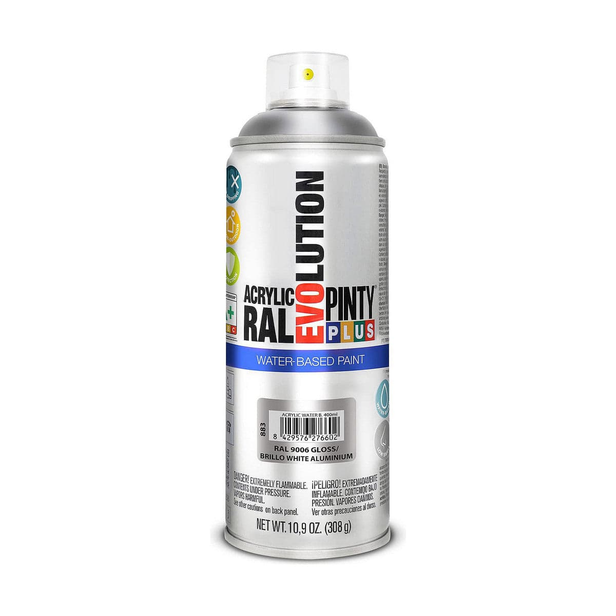 Sprühlack Pintyplus Evolution RAL 9006 auf Wasserbasis Weißaluminium 400 ml