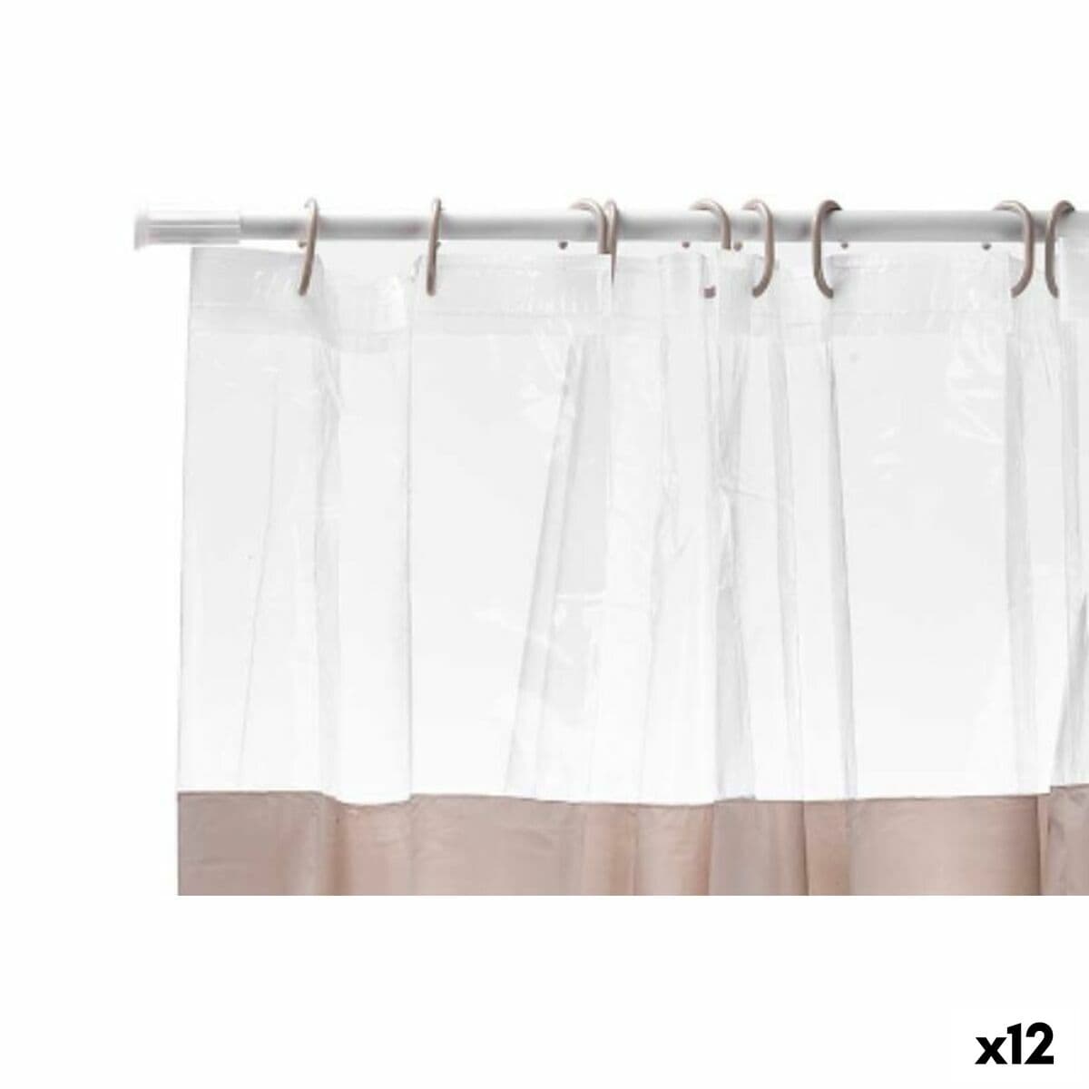 Berilo Duschvorhang Beige Transparent Kunststoff PEVA 180 x 180 cm (12 Stück)