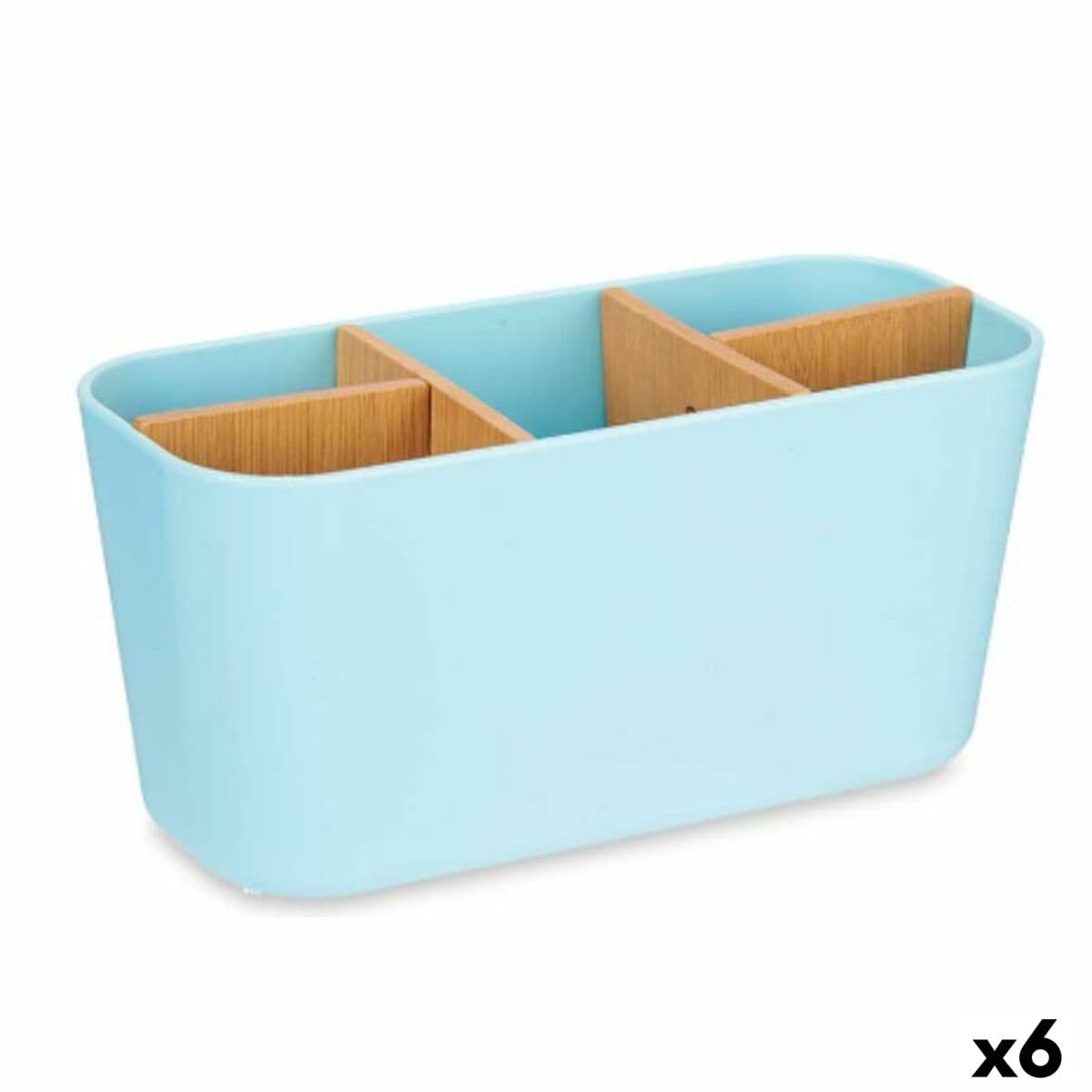 Zahnbürstenhalter Berilo Blau Bambus Polypropylen 21 x 10 x 9 cm (6 Stück)