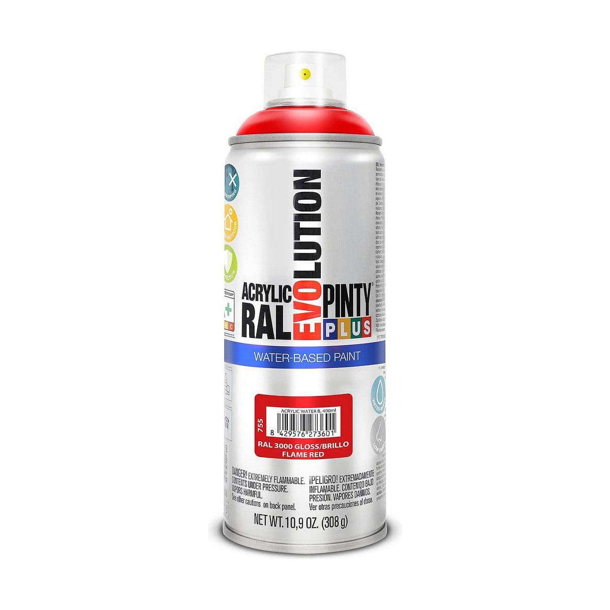 Sprühfarbe Pintyplus Evolution RAL 3000 Feuerrot Wasserbasis 400 ml