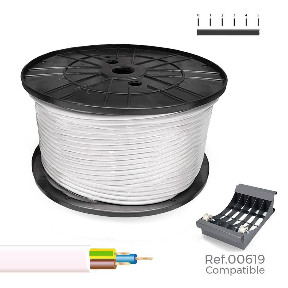 Câble électrique multiconducteur Sediles vv-k0.6/1kv blanc 3 x 2,5 mm 100 m