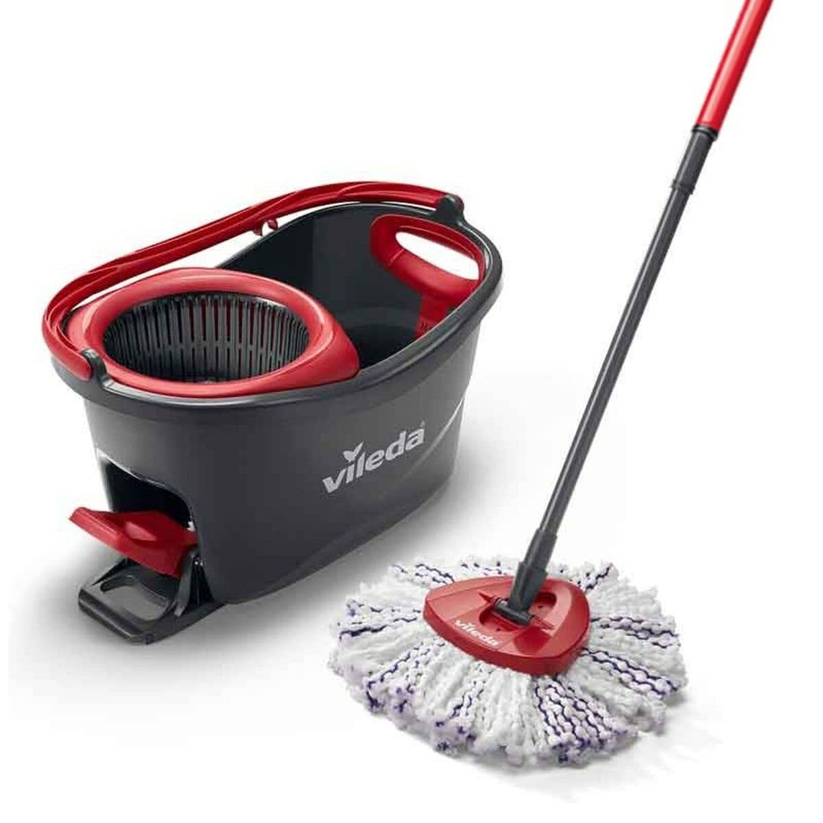 Vileda 167751 Mop met Emmer Zwart Rood Microvezel Plastic
