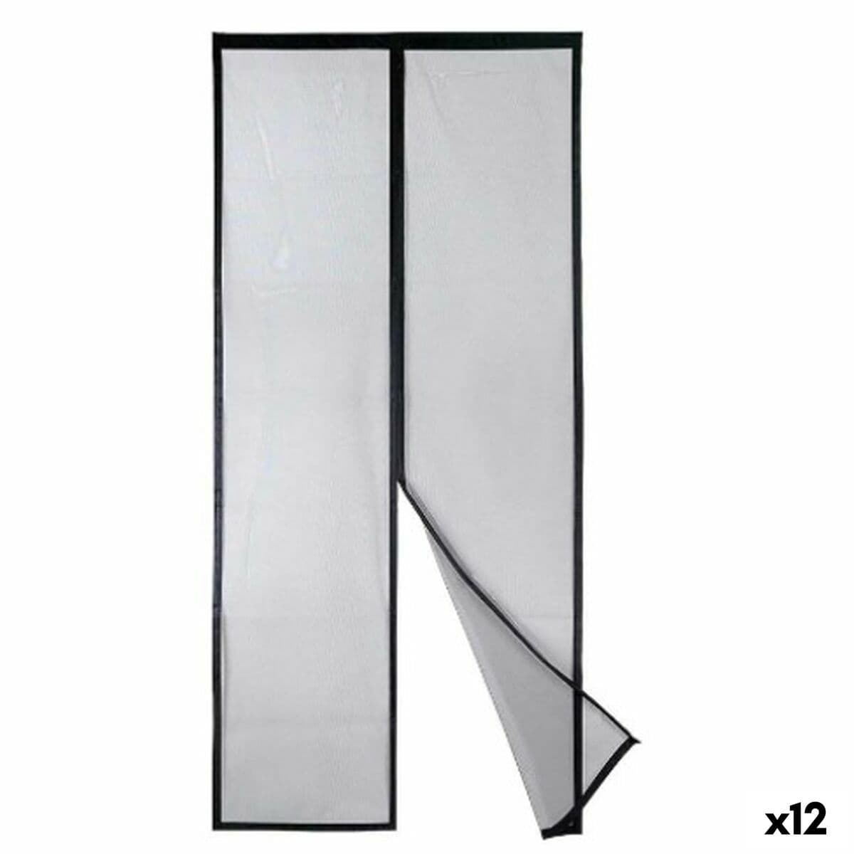 Magnetisches Fliegengitter Kipit Schwarz Polyester 90 x 210 cm (12 Stück)