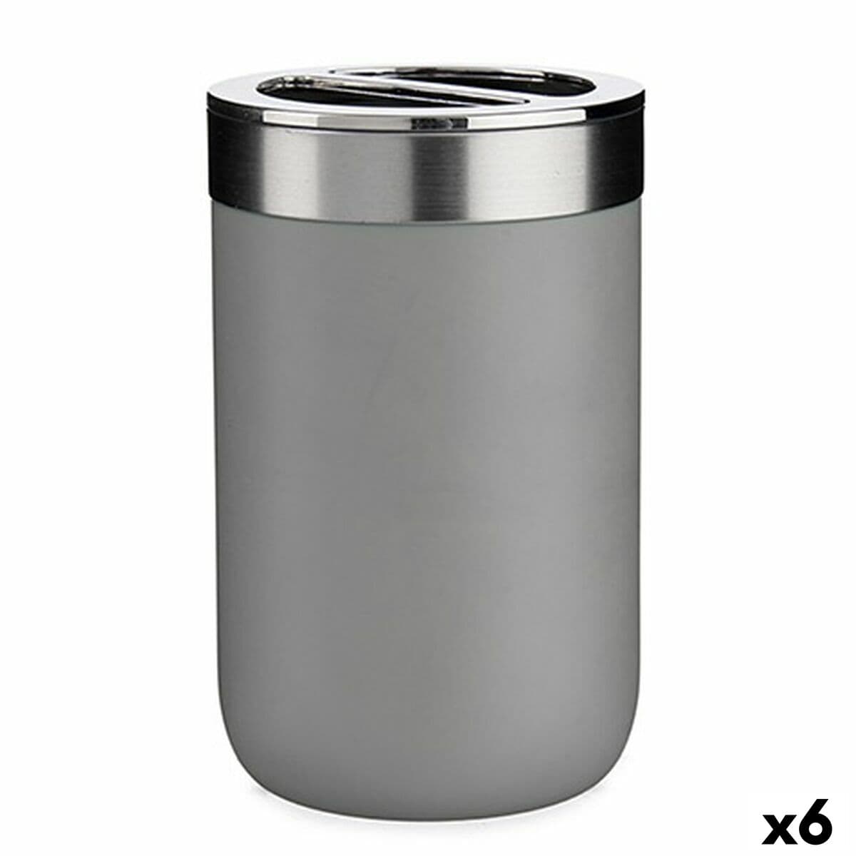 Tandenborstelhouder Berilo Grijs Zilver Kunststof 7,7 x 11,2 x 7,7 cm (6 Stuks)