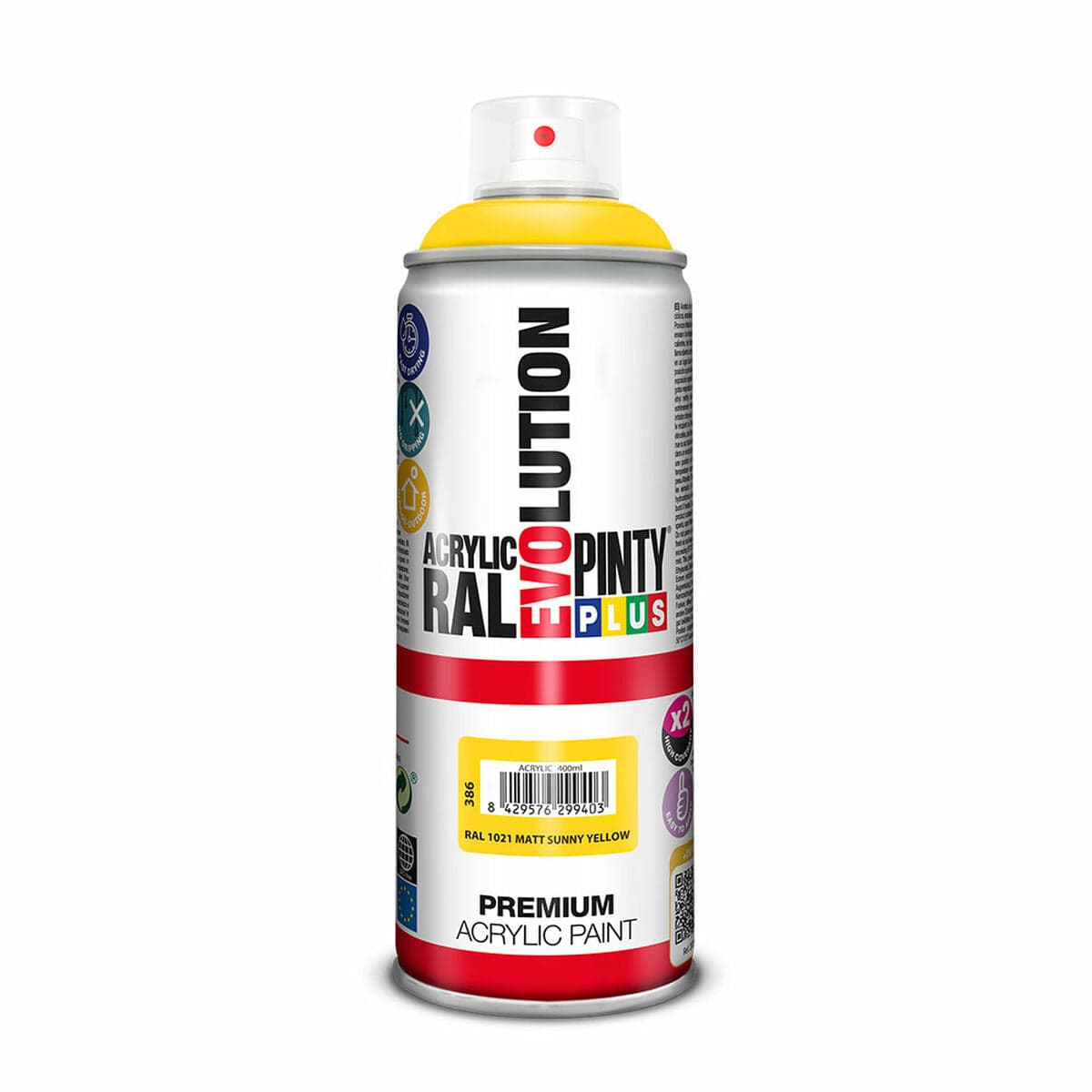 Peinture en spray Pintyplus Evolution RAL 1021 Jaune soleil 400 ml Mat