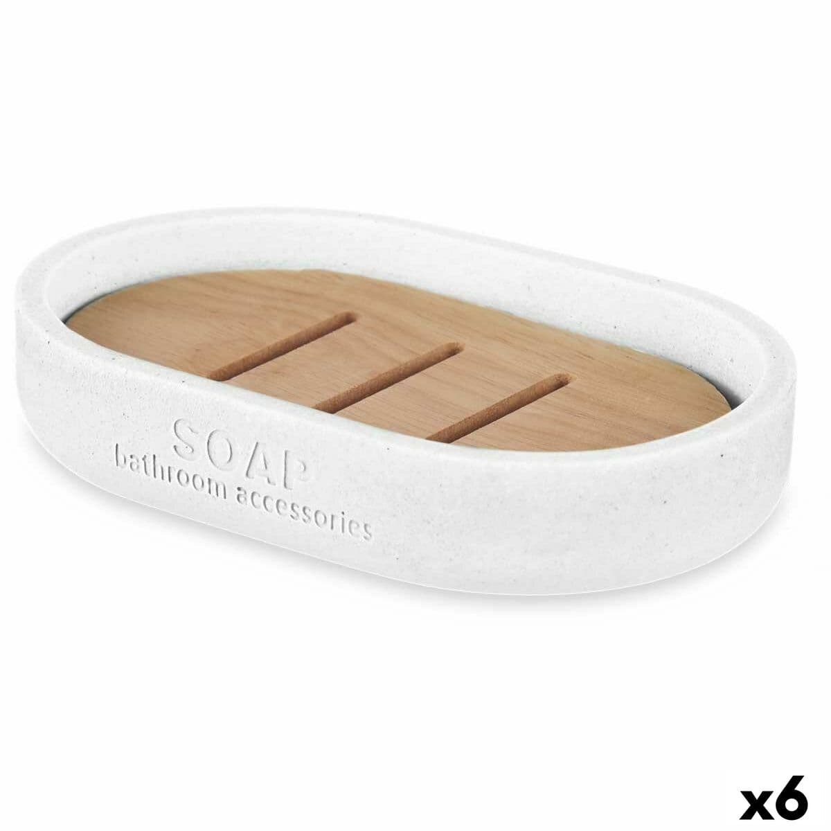 Soap dish Berilo White Resin Bamboo 12,5 x 2,5 x 8,5 cm (6 Units)