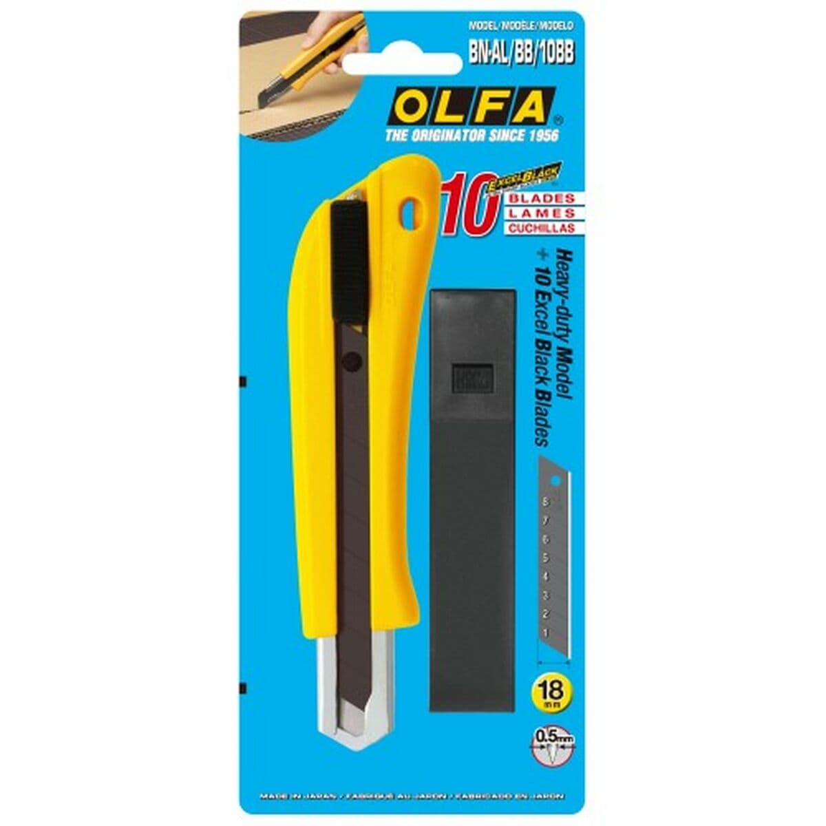 Breekmes Olfa BN-AL 18 X 0,5 MM Geel Zwart 18 mm 10 stuks