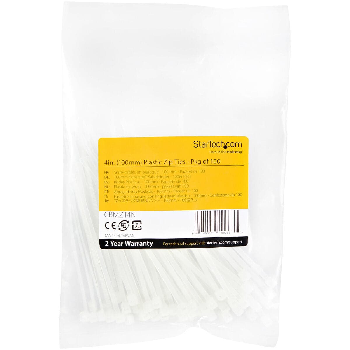 Colliers de serrage en nylon Startech CBMZT4N blanc