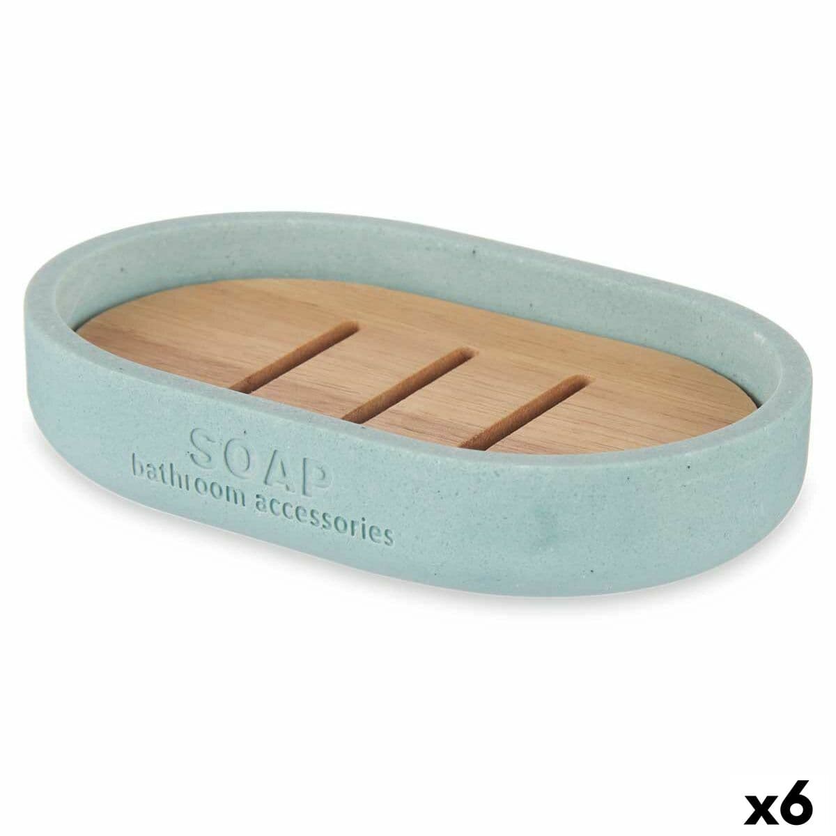 Soap dish Berilo Blue Resin Bamboo 12,5 x 2,5 x 8,5 cm (6 Units)