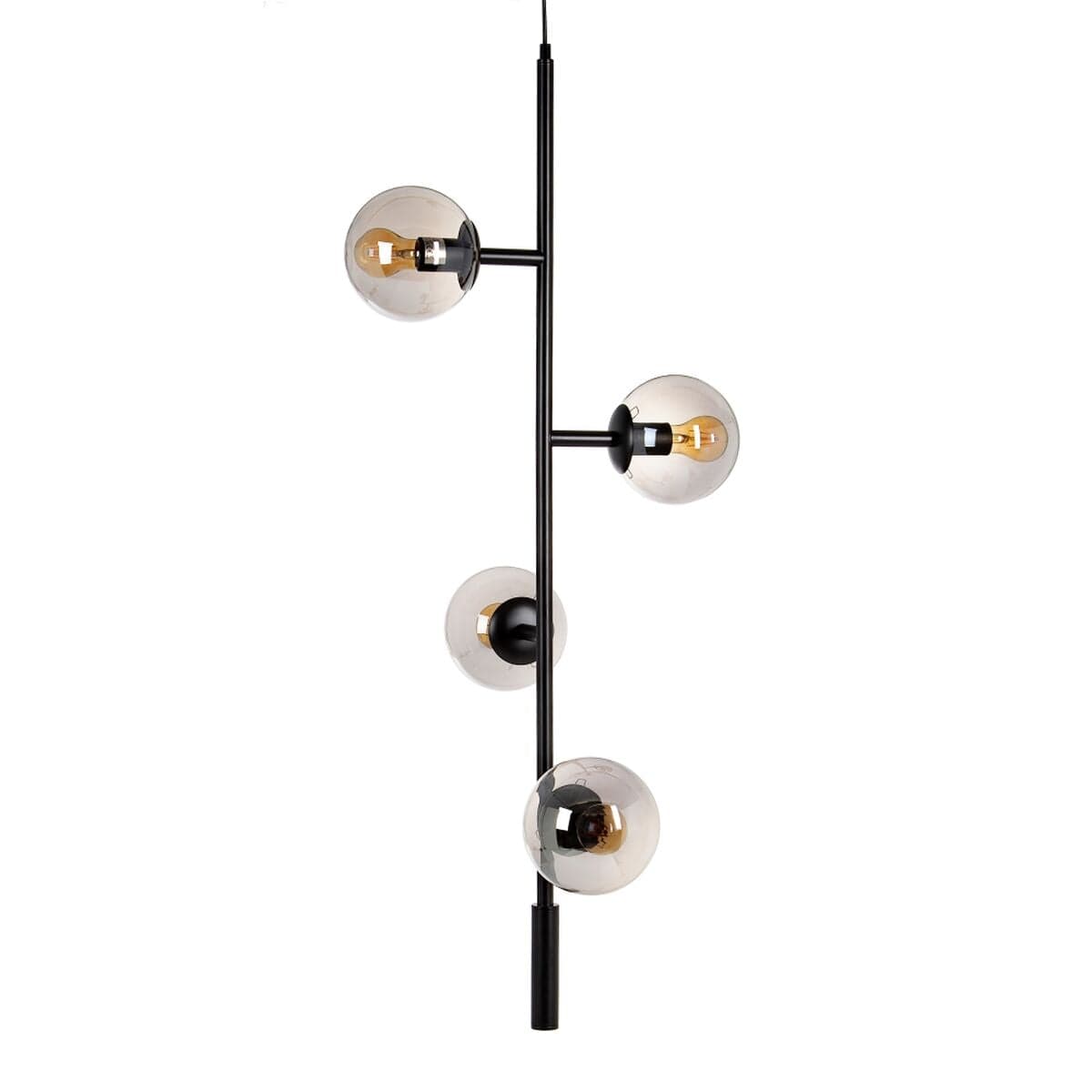 Deckenleuchte 40 x 40 x 234 cm Kristall Schwarz Metall Ø 15 cm Modern