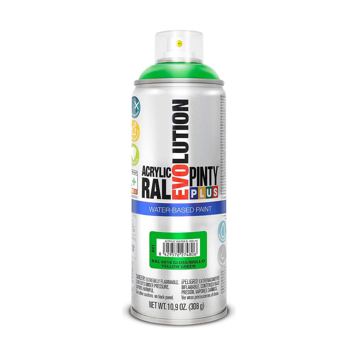 Pintyplus Evolution Sprühlack RAL 6018 Gelbgrün Wasserbasiert 400 ml