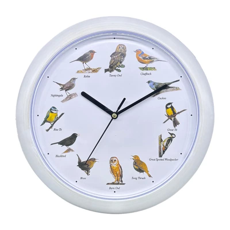 Herzberg HG-03725 Klok met Europese vogelgeluiden - Wit