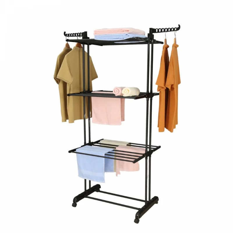 Herzberg HG-8034BB Moving Clothes Rack - Black