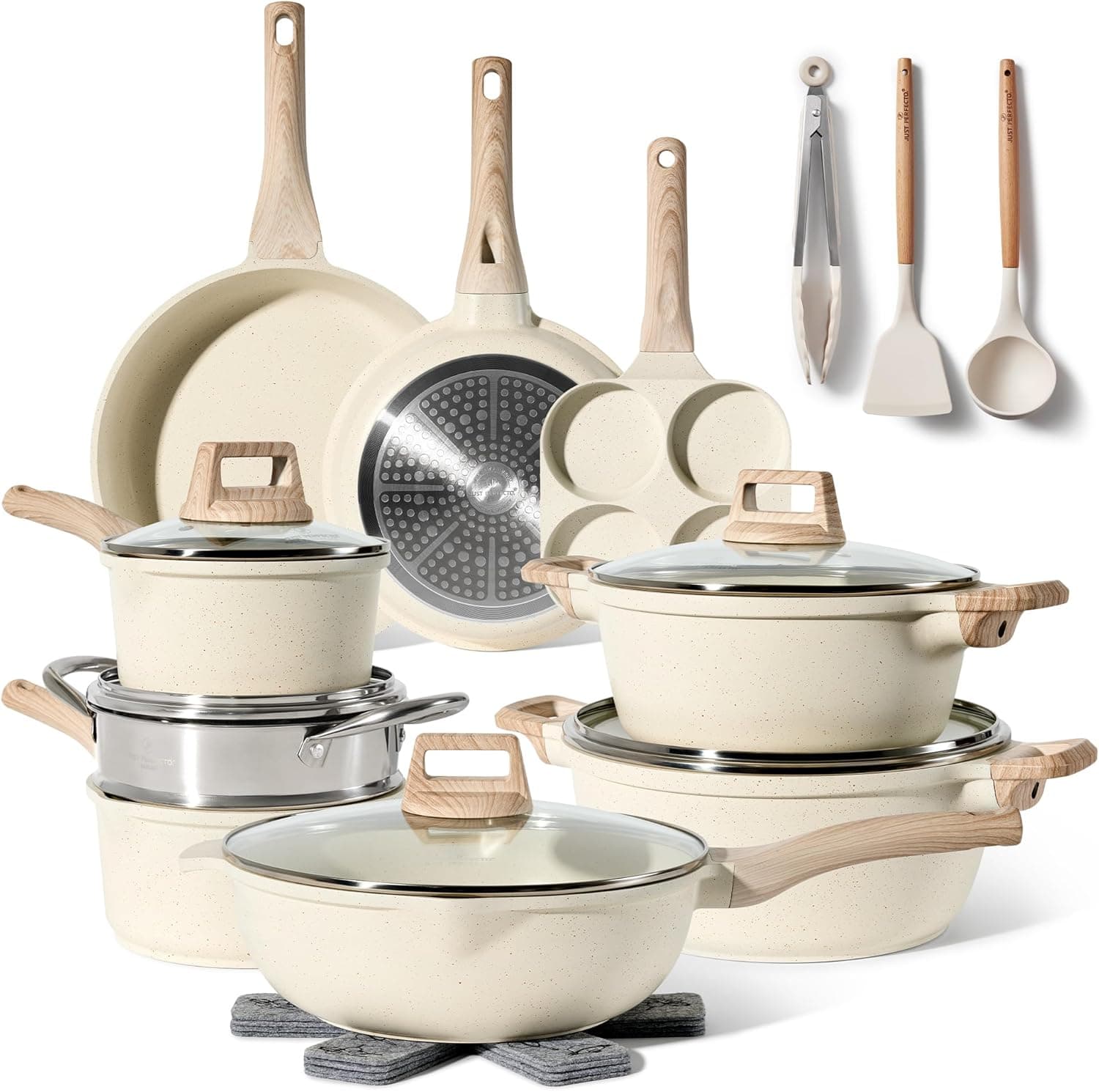 Just Perfecto JL-721 Batterie de cuisine 21 pièces en granit - beige