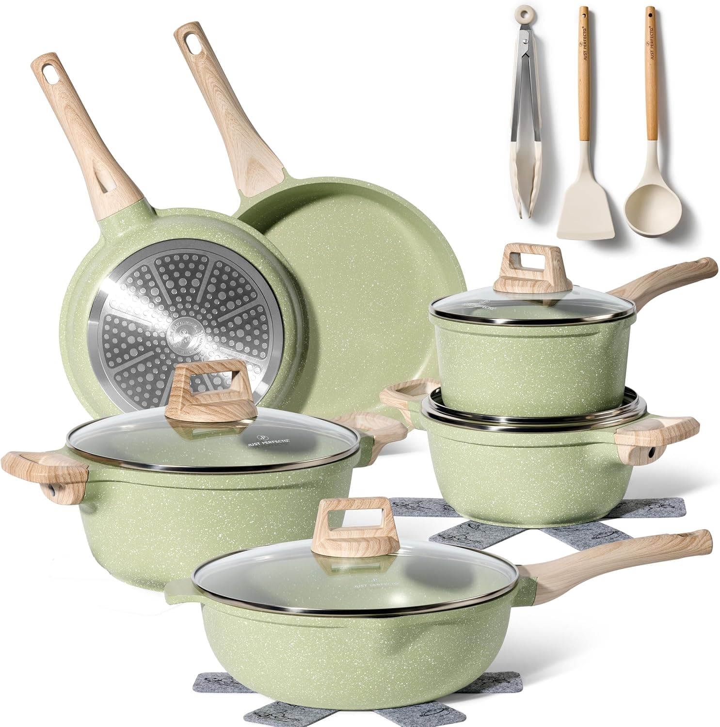 Just Perfecto JL-787 15-delige granieten pannenset - groen