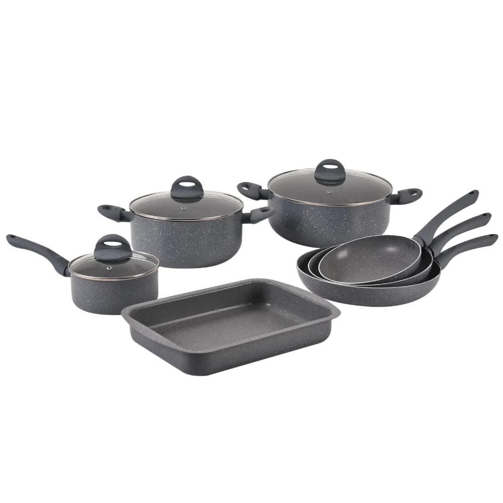 Batterie de cuisine 10 pièces avec revêtement marbre Herzberg HG-9016