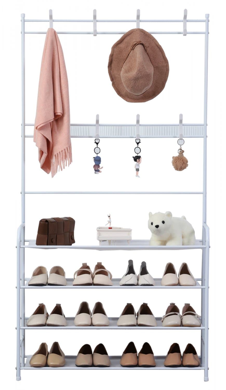 Herzberg HG-03374 4-stufige Flurgarderobe und Aufbewahrungsregal - 80x153cm