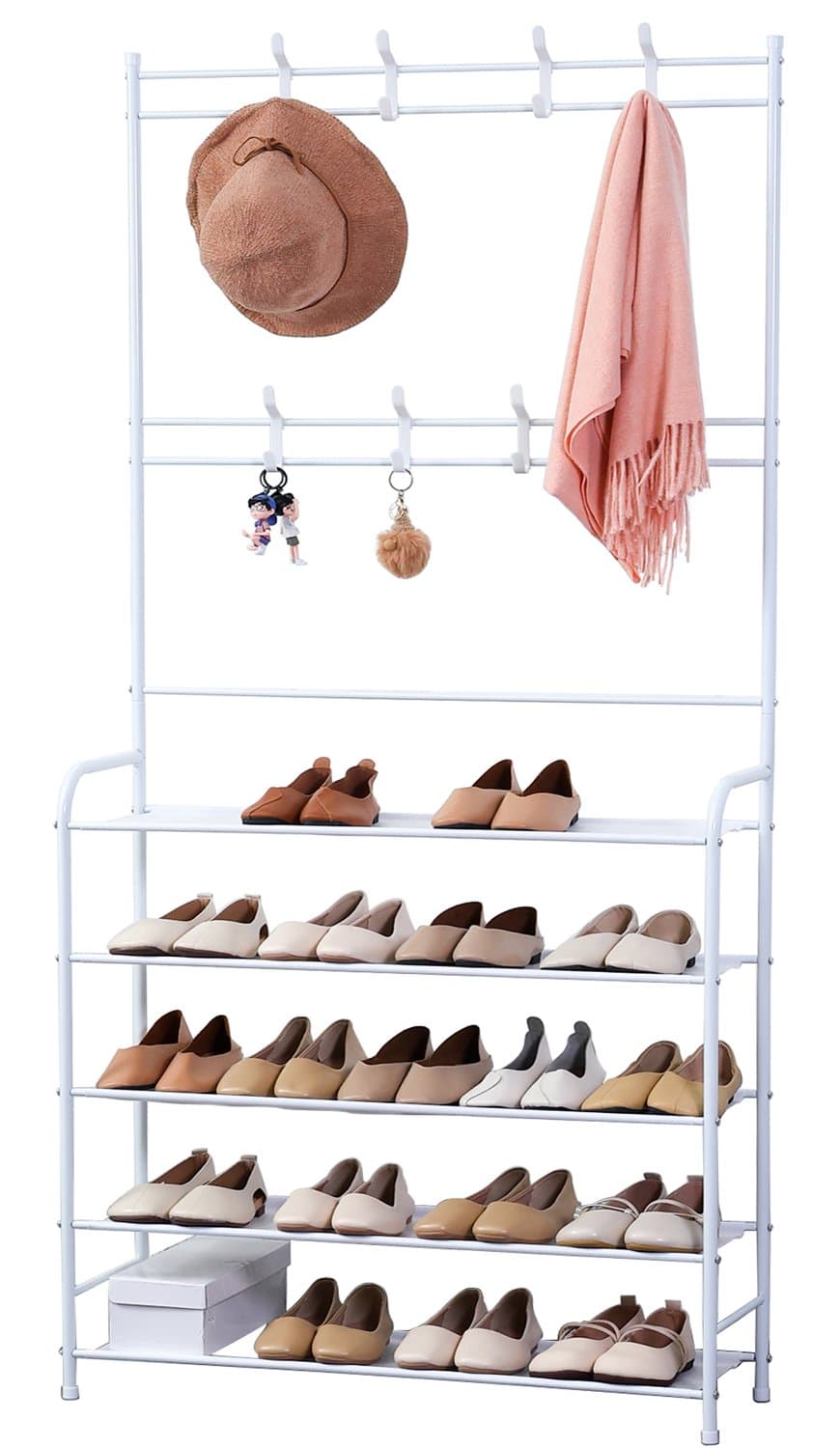 Herzberg HG-03398 4-stufige Garderobe und Flurregal - 80x170cm
