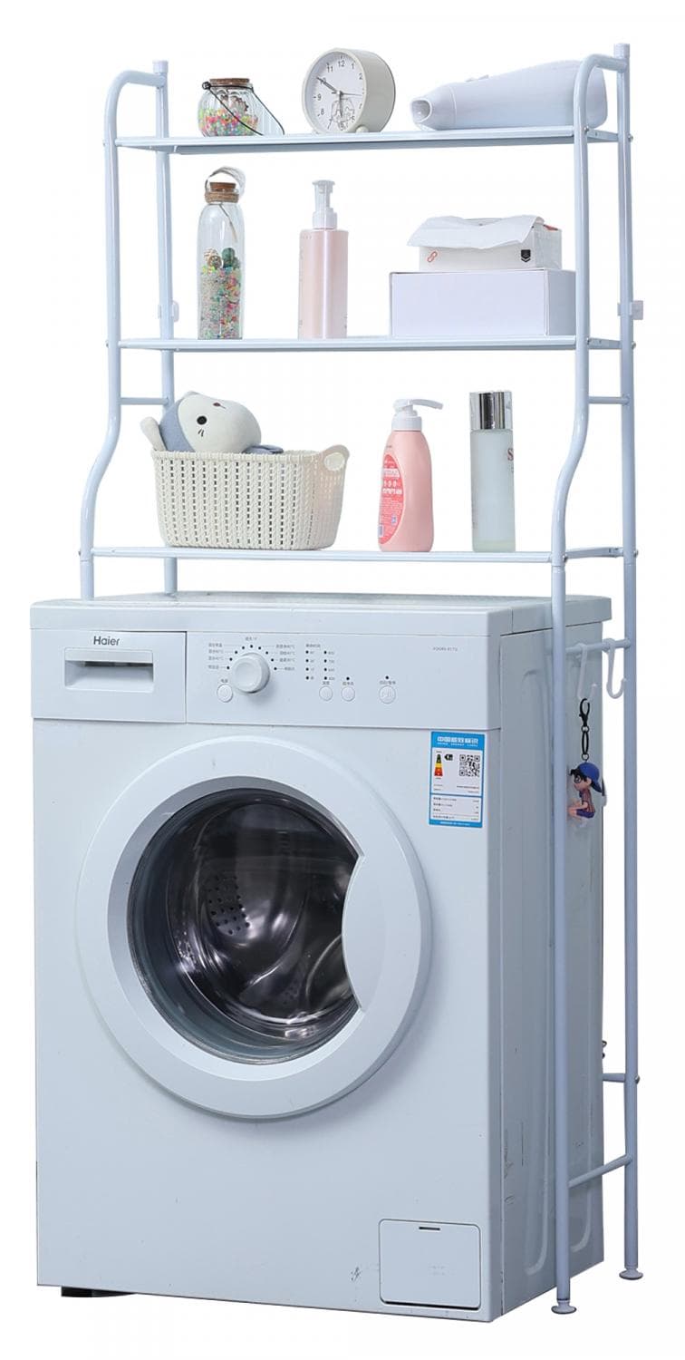 Herzberg HG-03565: Wasmachine- en badkamer opbergrek (3 lagen) - Wit