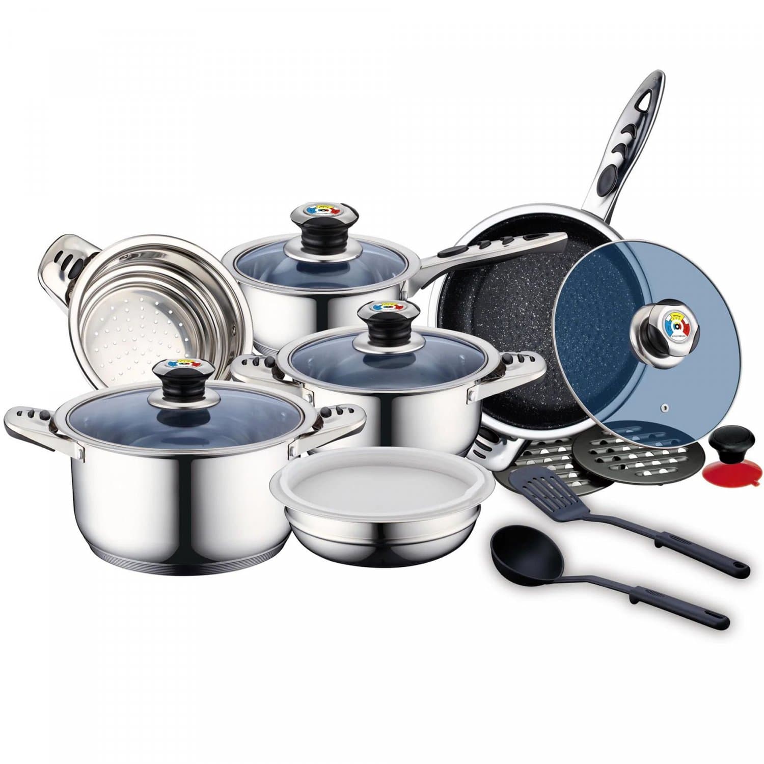 Royalty Line RL-16RGNM: 16-teiliges Premium-Kochtopfset aus Edelstahl