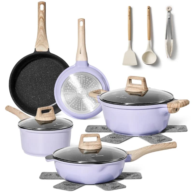 Just Perfecto JL-34: 13 Pieces Granite Coated Cookware Set - Blue