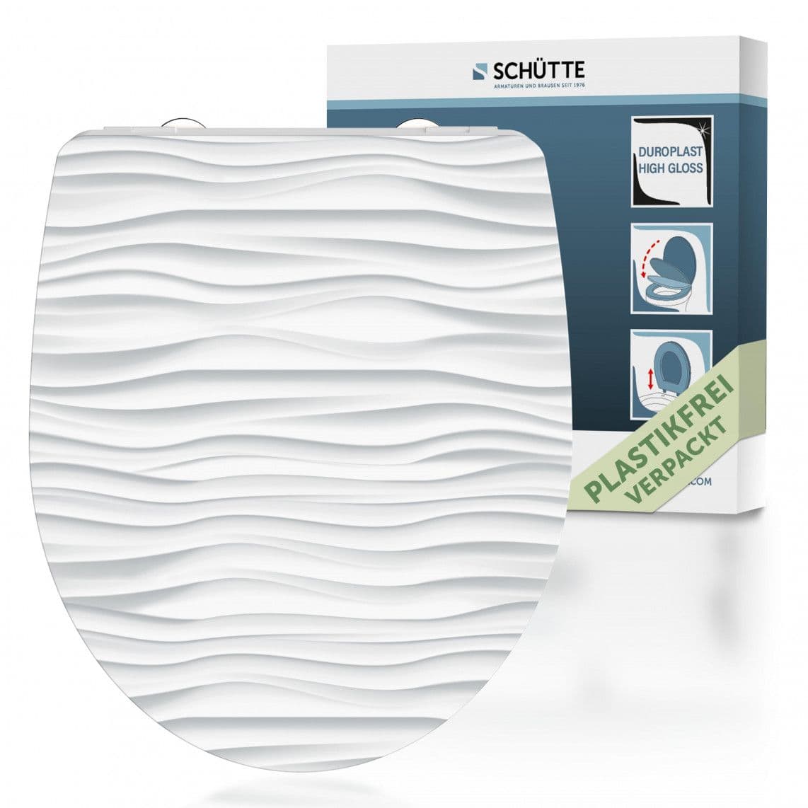 82584 Duroplast HG WC-zitting WHITE WAVE, met valrem en afneembaar vue 1