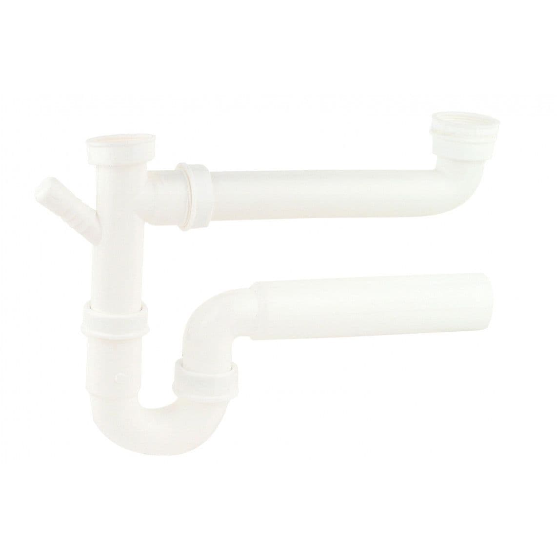 98833448 KS buissifon voor dubbele spoelbak, wit, 1 1/2"BI x 50 mm, met 3/4" toestelaansluiting vue 1