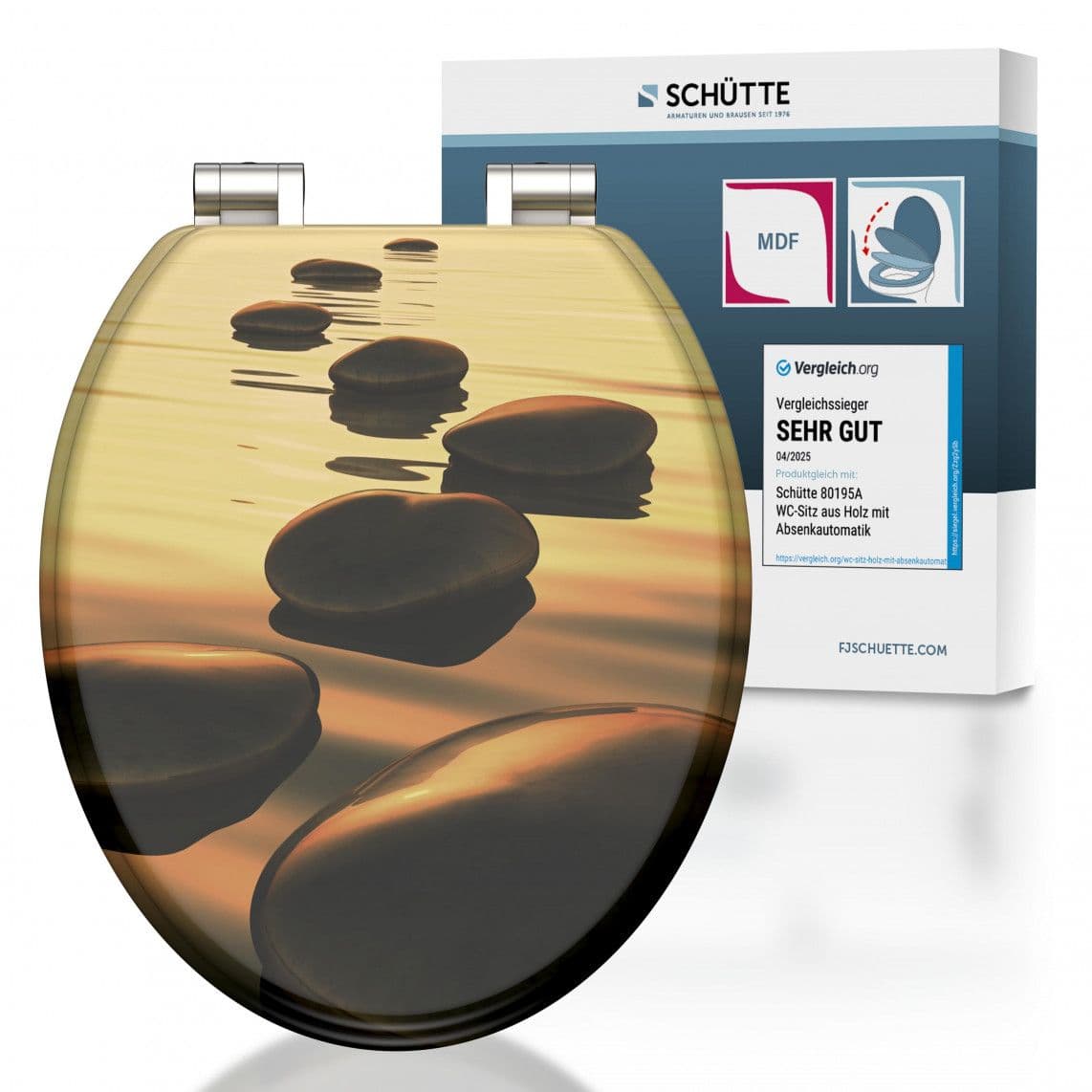 80127 MDF Toilet seat SEA STONE, with soft close vue 1