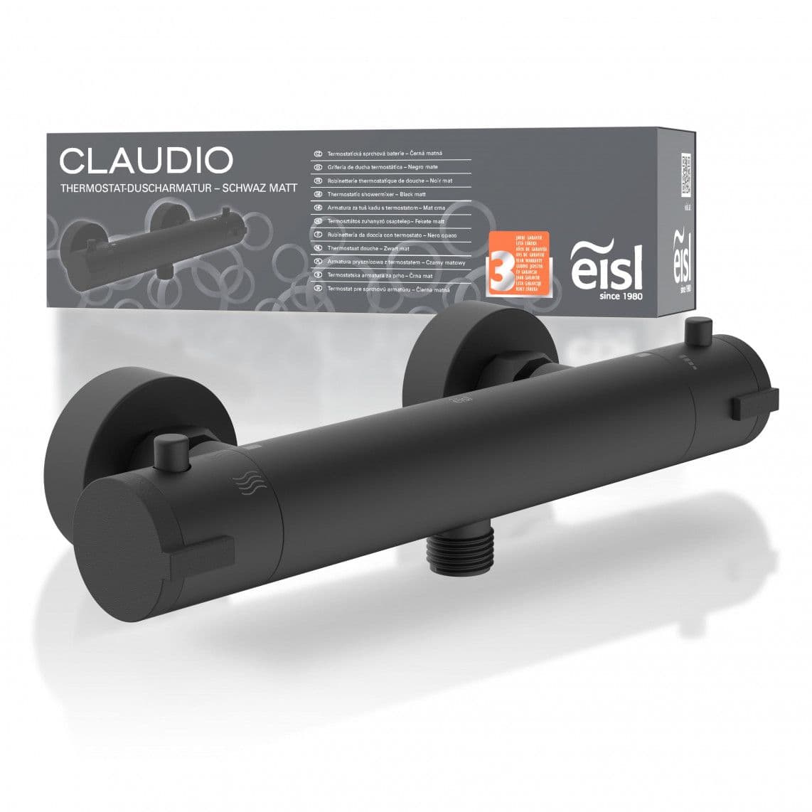 CLT168ACRBL CLAUDIO Thermostatic shower mixer, black matt vue 1