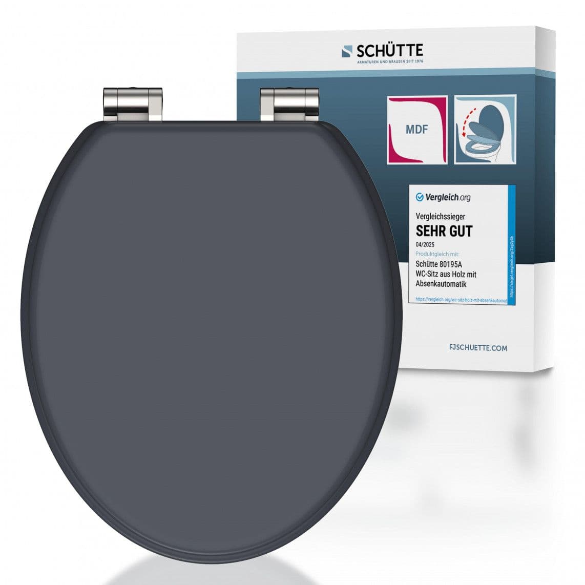 80104 MDF WC-zitting SPIRIT ANTHRAZIT, met valrem vue 1