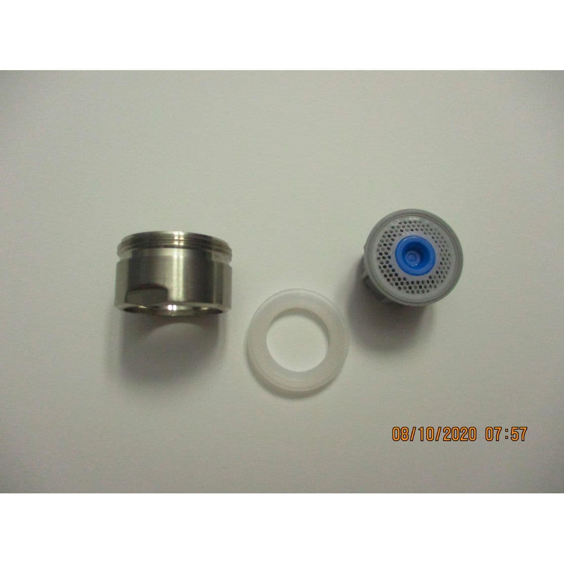 02339 Druppelloze beluchter met behuizing, roestvrijstalen look, M24x1 AG vue 1