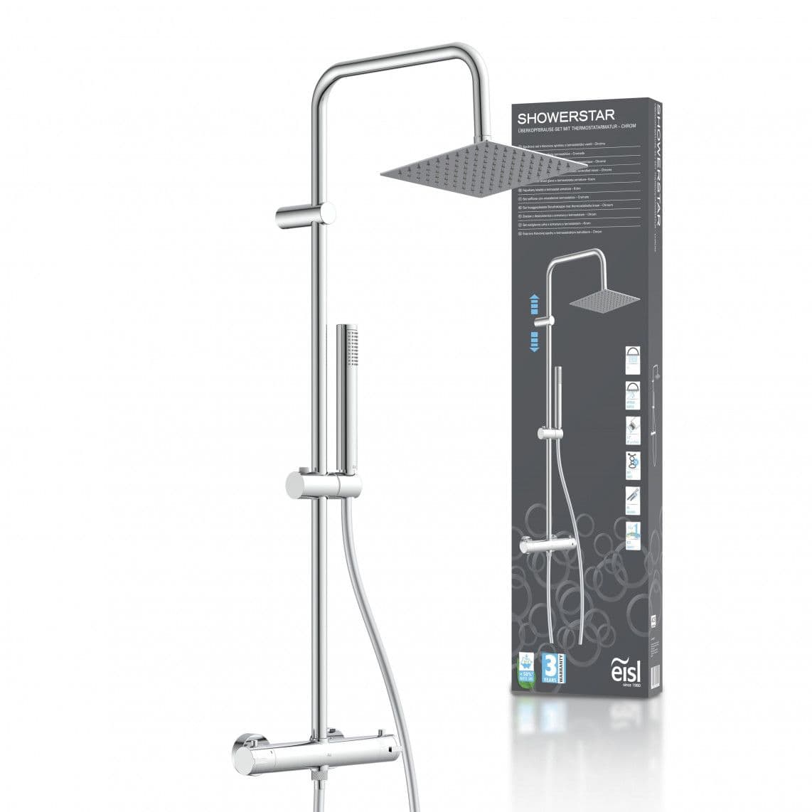 DX1106CST SHOWERSTAR Overhead shower set, chrome, with thermostatic mixer vue 1