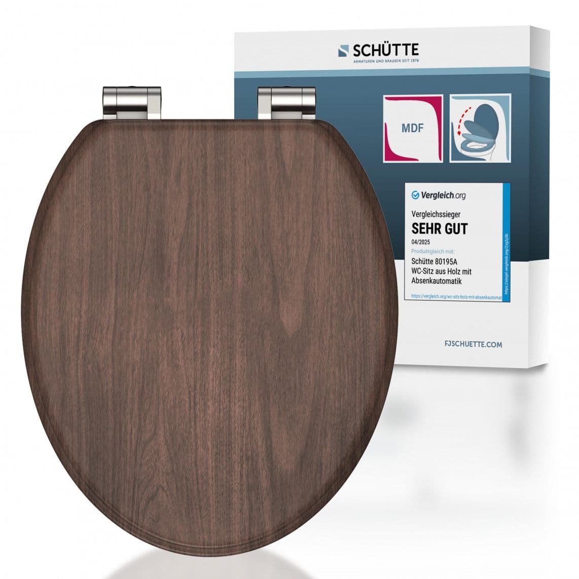 80193 MDF WC-zitting DARK WOOD, met valrem vue 1