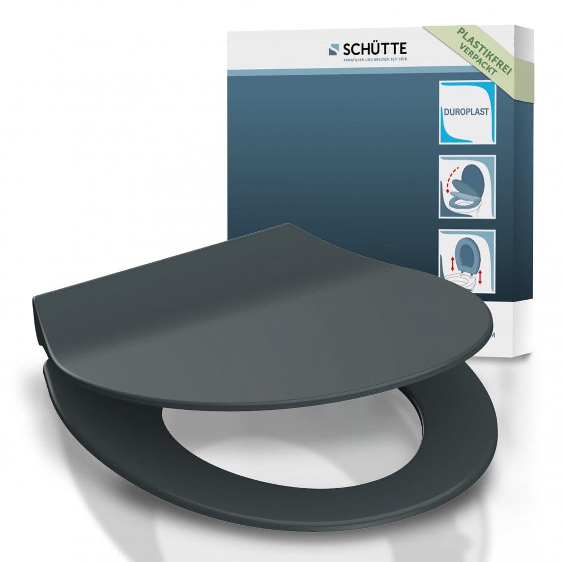 82704 abattant WC en Duroplast SLIM ANTHRAZIT, avec frein de chute et déclipsable vue 1