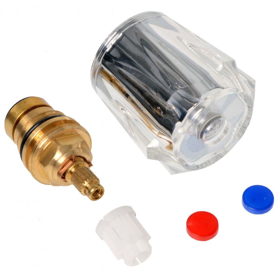 986143948 Acrylic handle, clear, 3/8", with headpart, marking blue/red vue 1
