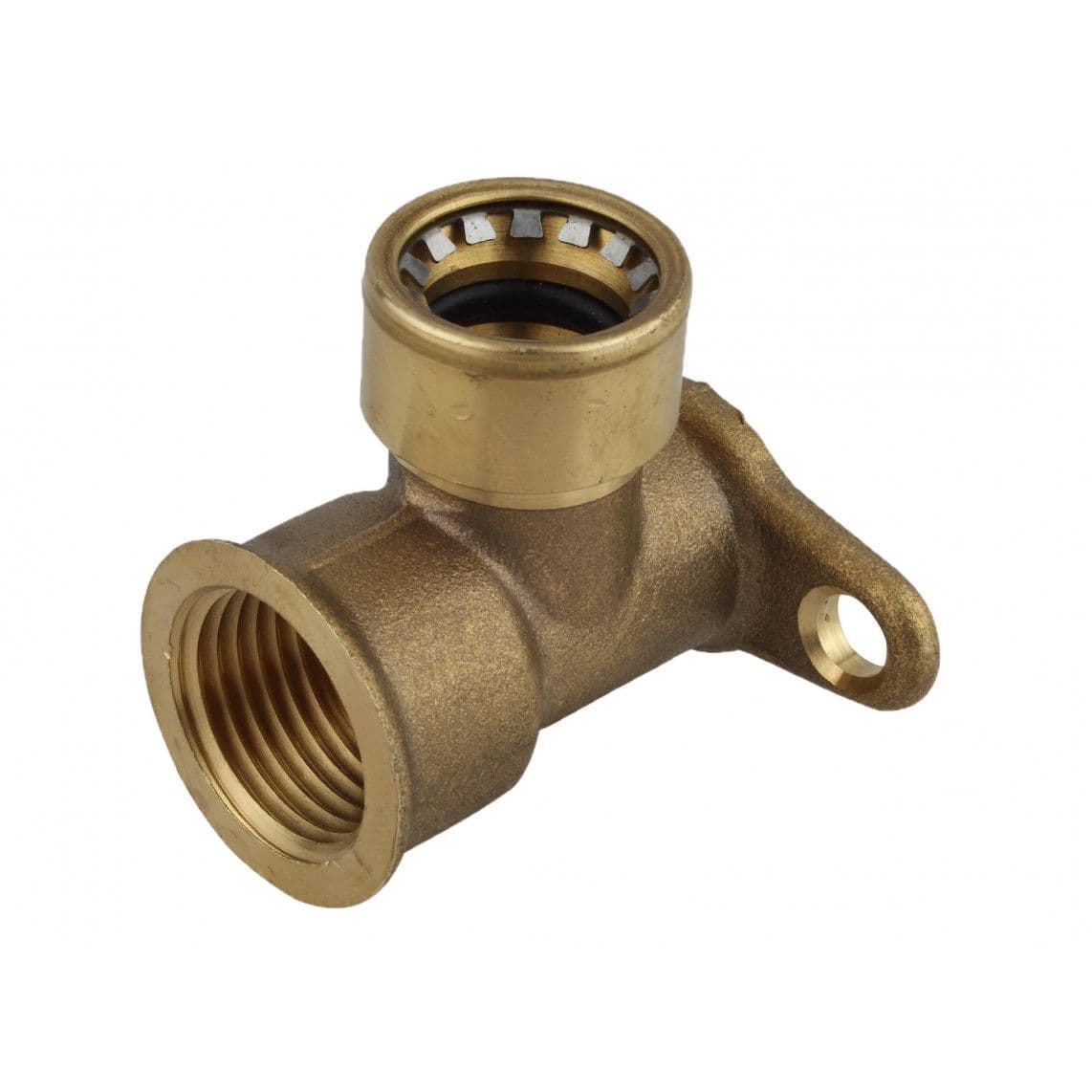 989478117 Elbow wall plate, brass, 15 mm x 1/2" female, 1 socket vue 1