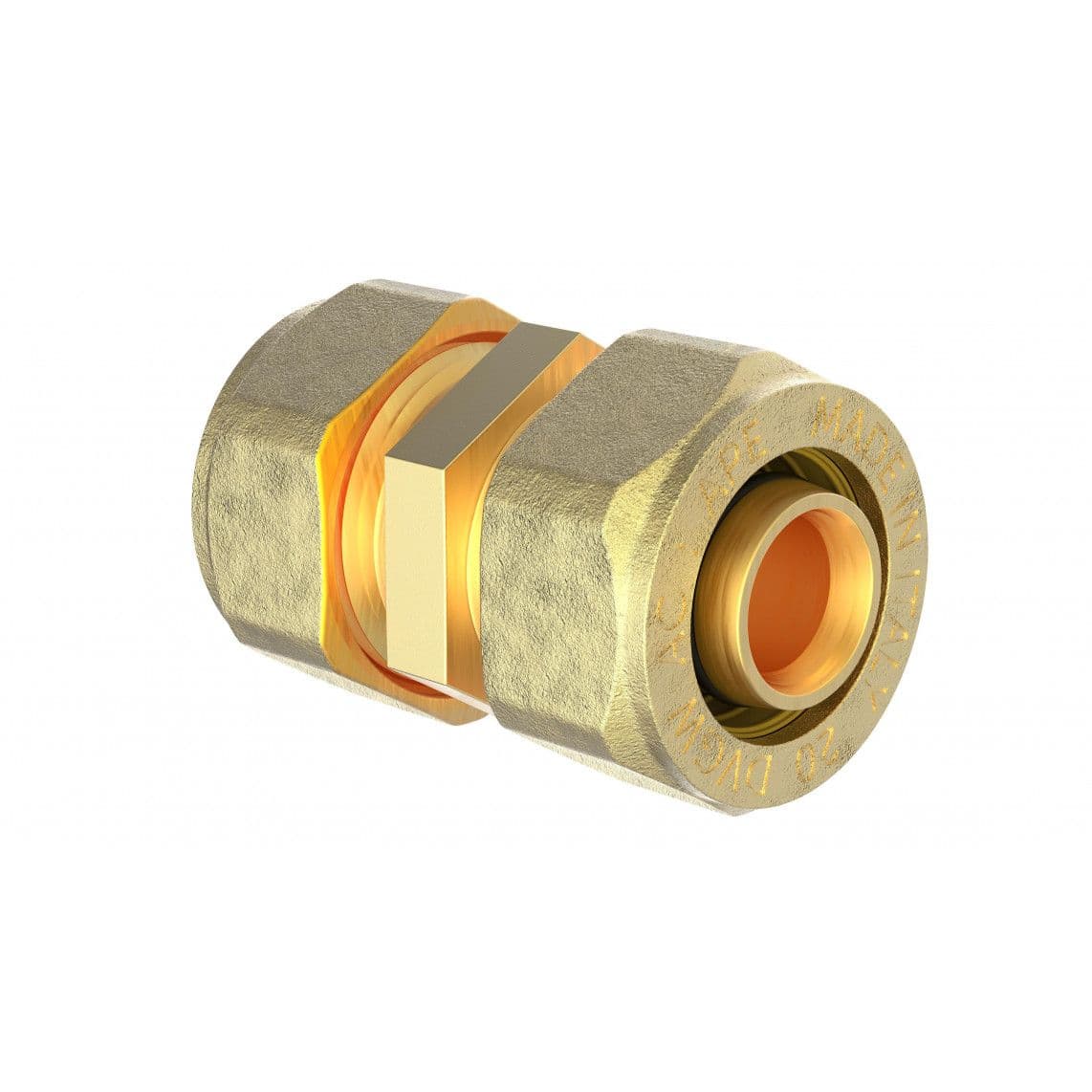 988904355 Connection piece, brass, 26 mm, clamp fitting for multilayer pipe vue 1